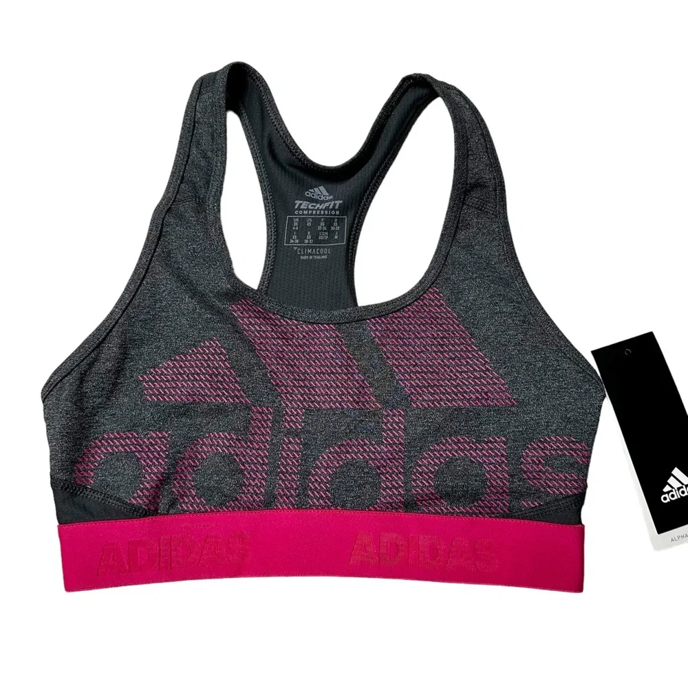 NWT Adidas Climacool Alphaskin Techfit Compression Logo Sports Bra Women’s XS